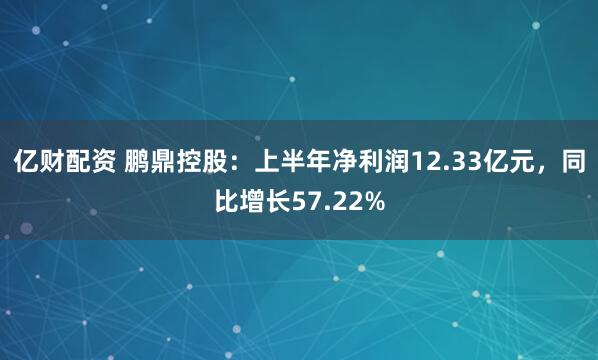 亿财配资 鹏鼎控股：上半年净利润12.33亿元，同比增长57.22%